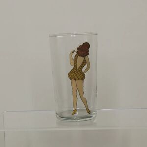 VTG WWII 1940s 50s Peekaboo Pinup Girl Nude Nudie Sip Strip Drinking Glass